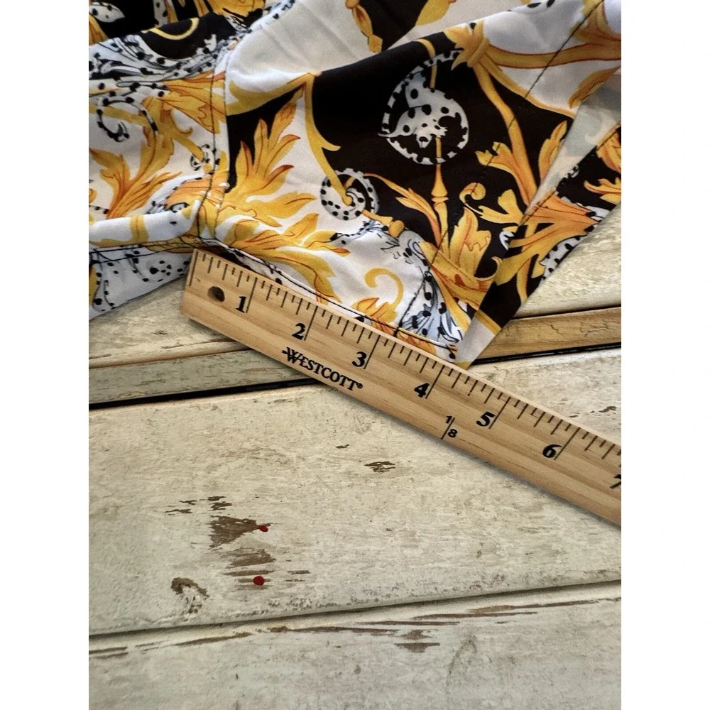 Mens Fohemr Button Up Shirt Men's Size  Large Baroque Abstract Print Yellow